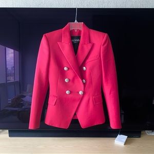 Balmain Double Breasted Fuschia Wool Blazer - Retail $3600